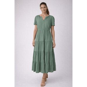 NY Collection Petite Short Sleeve Tiered Midi Dress PL